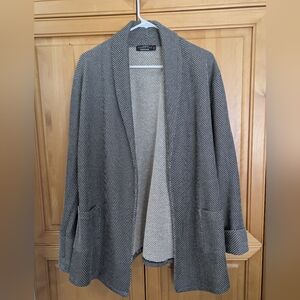 Simons Charcoal Herringbone Open Blazer